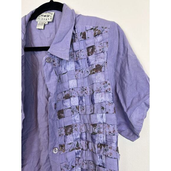 vintage country wear casuals button down short sleeve quilted top Md cottagecore - Picture 3 of 7